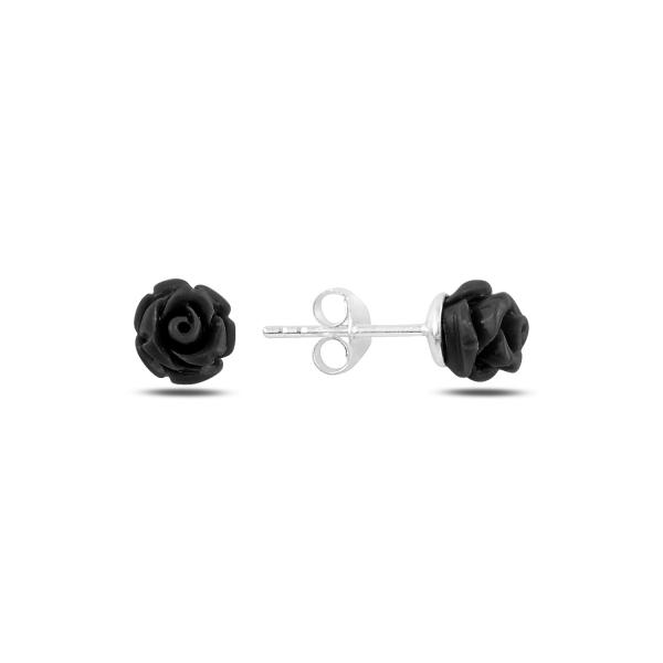 Black rose stud earrings - Zehrai
