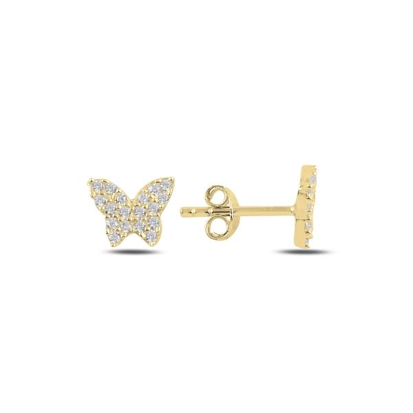 Butterfly stud earrings with cubic zirconia in sterling silver