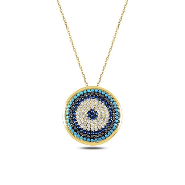 Circle evil eye necklace in sterling silver - Zehrai