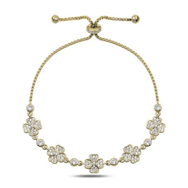 Clover Adjustable Sliding Bracelet In Sterling Silver - Zehrai