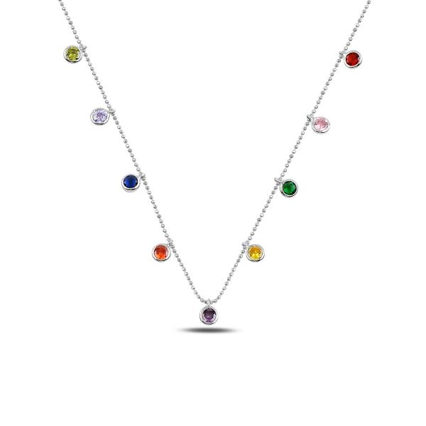 Colourful dangle choker necklace in sterling silver - Zehrai
