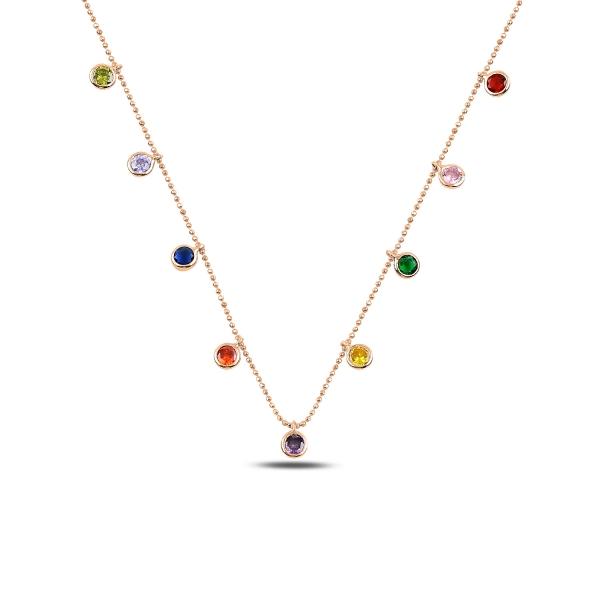 Colourful dangle choker necklace in sterling silver