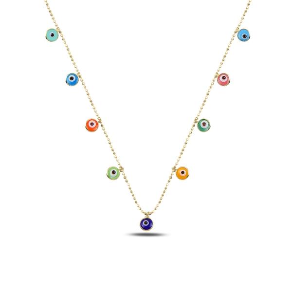 Colourful Evil Eye Choker Necklace In Sterling Silver - Zehrai
