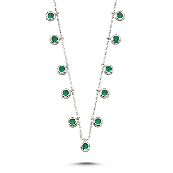 Created emerald drop necklace in sterling silver - Zehrai