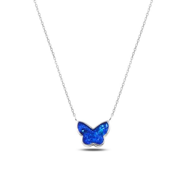 Created opal butterfly necklace in sterling silver - Zehrai