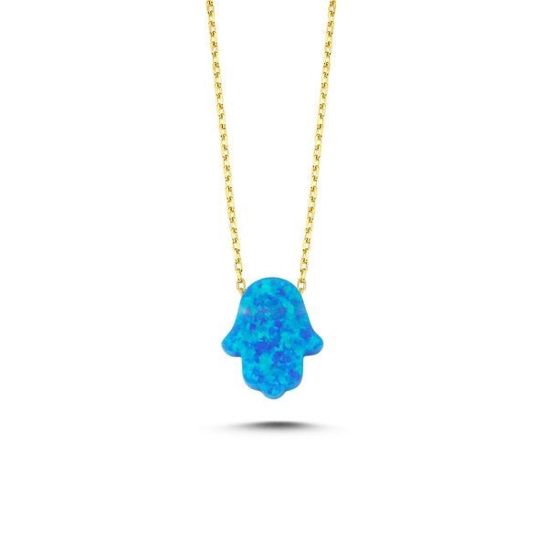 Created opal hamsa necklace in sterling silver - Zehrai