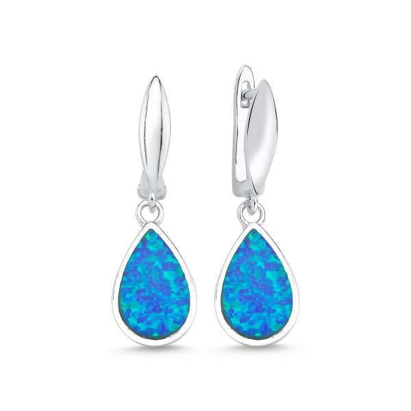Created opal teardrop earrings in sterling silver - Zehrai