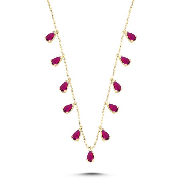 Created ruby dangle choker necklace in sterling silver - Zehrai