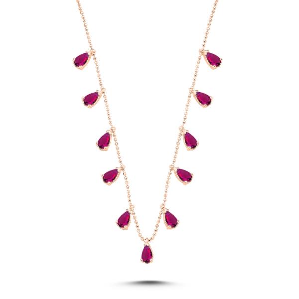 Created ruby dangle choker necklace in sterling silver - Zehrai