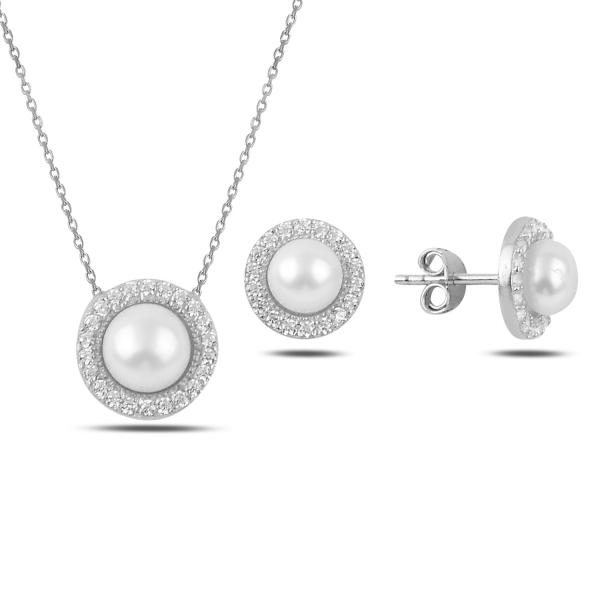 Cultured fresh water pearl necklace and earrings set - Zehrai