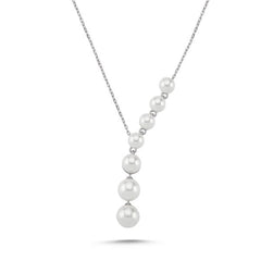 Cultured Fresh Water Pearl Y Necklace In Sterling Silver - Zehrai