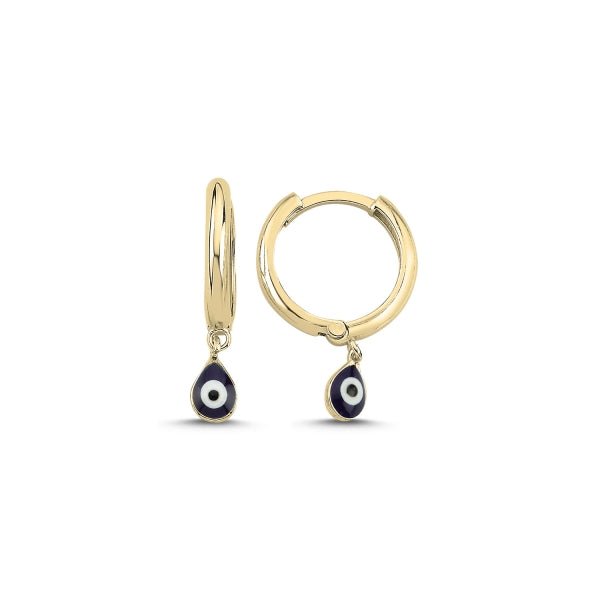 Dainty Evil Eye Huggie Hoop Earrings In Sterling Silver