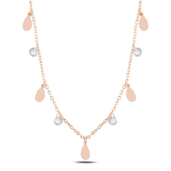 Dangle Teardrop & CZ Choker Necklace in Sterling Silver - Zehrai
