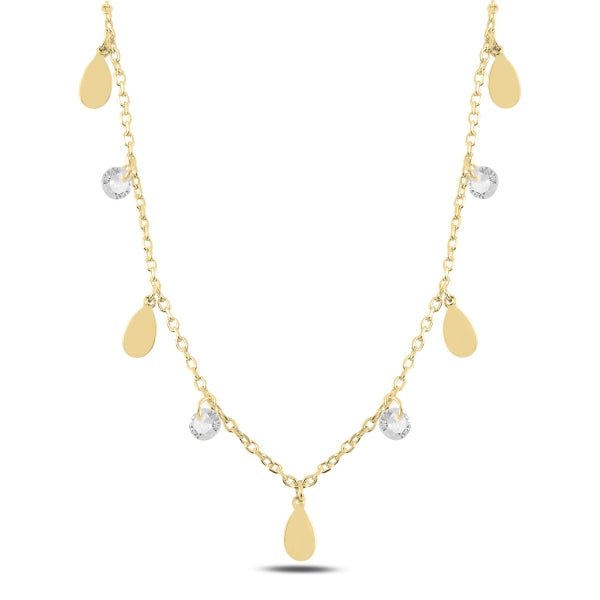 Dangle Teardrop & CZ Choker Necklace in Sterling Silver