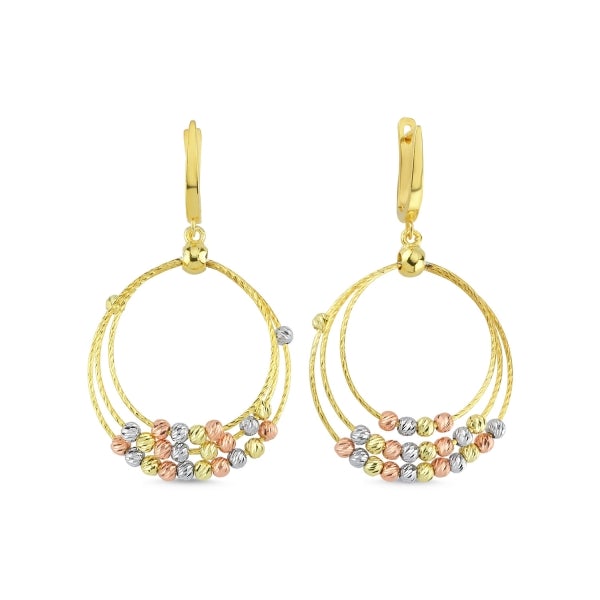 Diamond Cut Tri Colour Ball Dangle Earrings - Zehrai