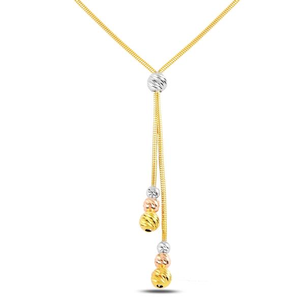 Diamond cut tri colour y necklace in sterling silver - Zehrai