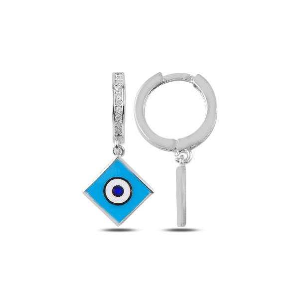 Enamel Evil Eye Huggie Hoop Earrings In Sterling Silver - Zehrai