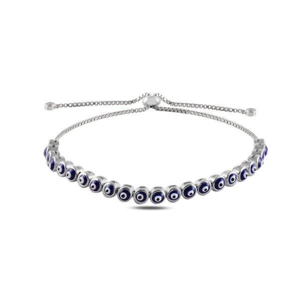 Evil Eye Adjustable Bracelet In Sterling Silver - Zehrai