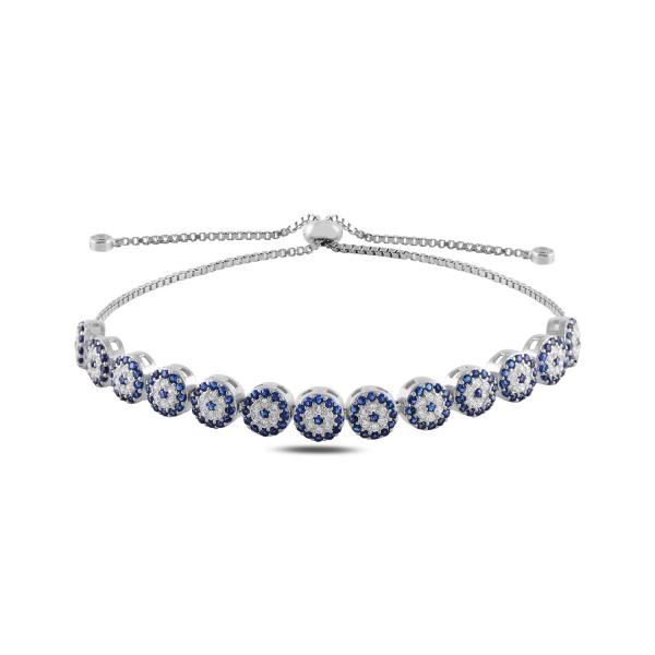 Evil Eye Adjustable Tennis Bracelet In Sterling Silver - Zehrai