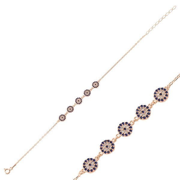 Dainty Evil Eye Chain Bracelet In Sterling Silver