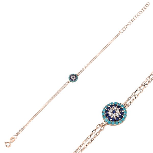 Evil Eye Bracelet With Extension Chain In Sterling Silver - Zehrai