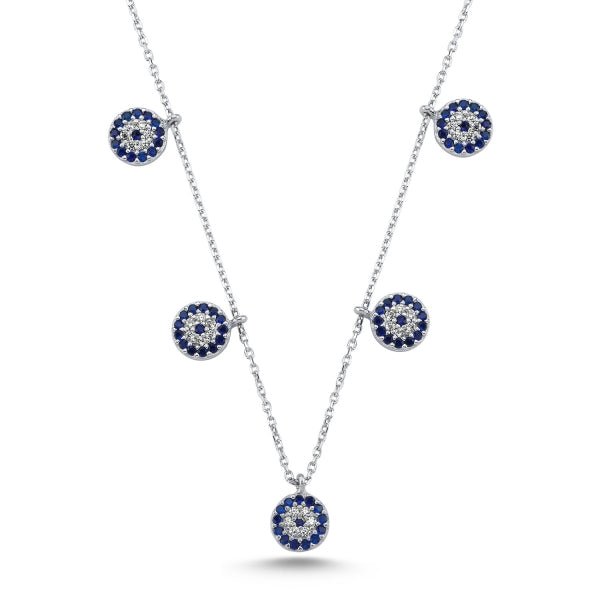 Evil Eye Choker Necklace With CZ In Sterling Silver
