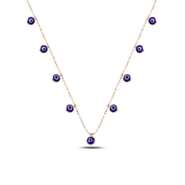 Evil eye dangle choker necklace in sterling silver - Zehrai