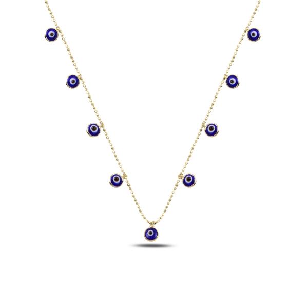 Evil eye dangle choker necklace in sterling silver