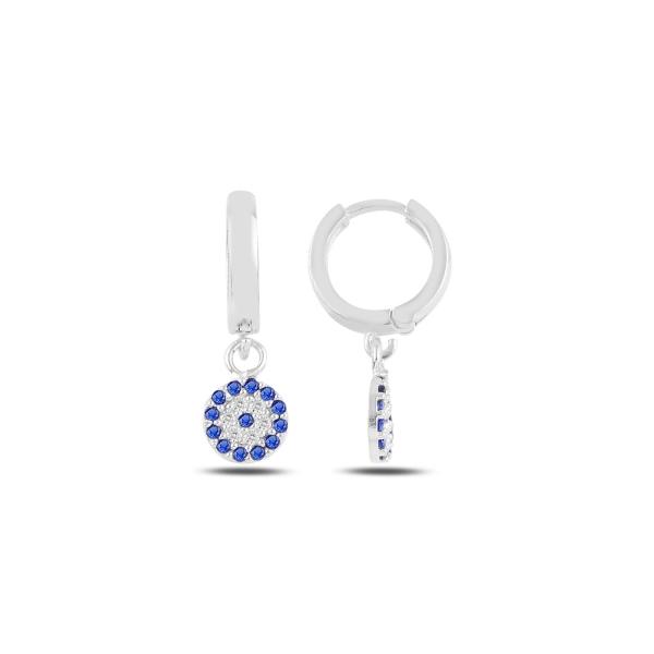 Evil eye huggie hoop earrings in sterling silver - Zehrai