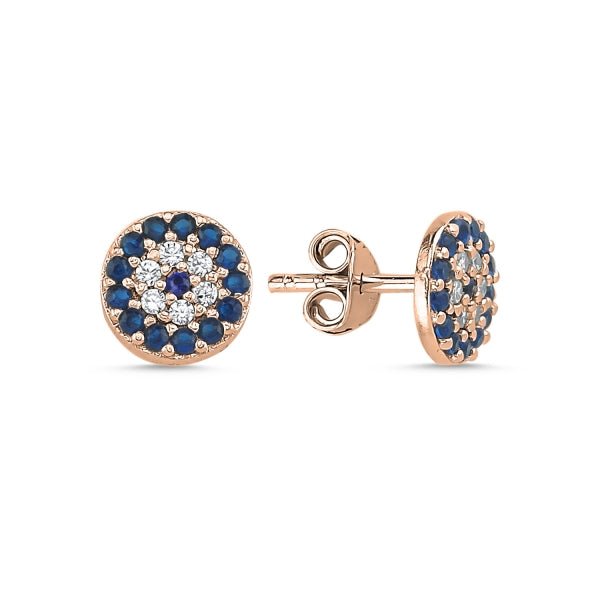 Evil eye stud earrings in sterling silver - Zehrai