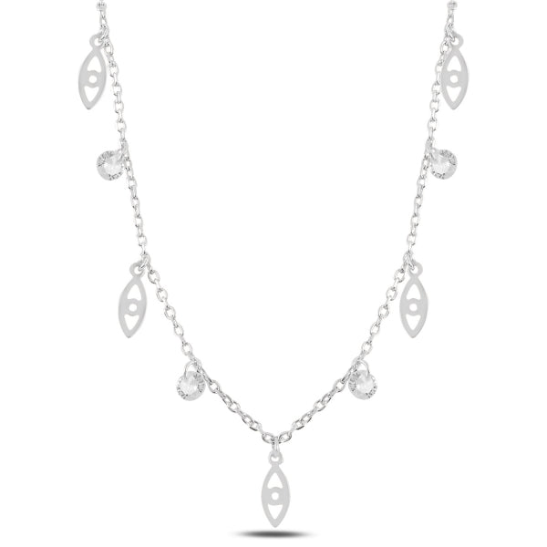 Eye Dangle Choker Necklace In Sterling Silver - Zehrai