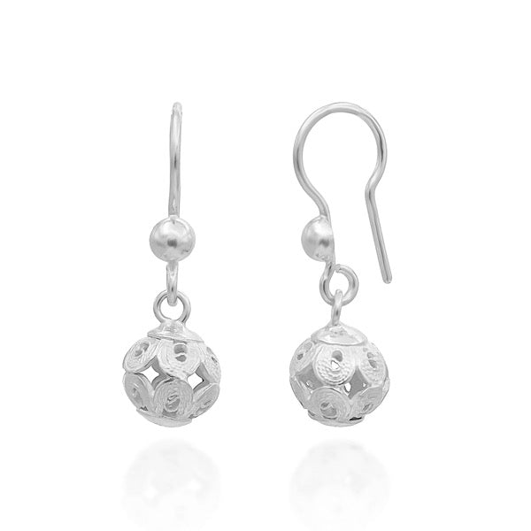 Filigree Ball Earrings In Sterling Silver - Zehrai