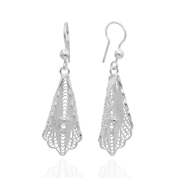 Filigree Dangle Drop Earrings In Sterling Silver - Zehrai