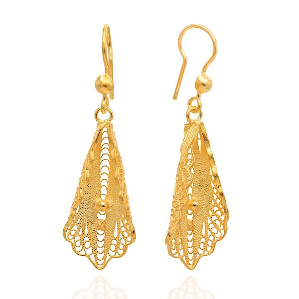 Filigree Dangle Drop Earrings In Sterling Silver