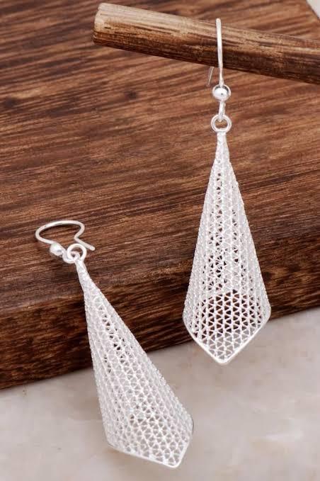 Filigree drop earrings in sterling silver - Zehrai