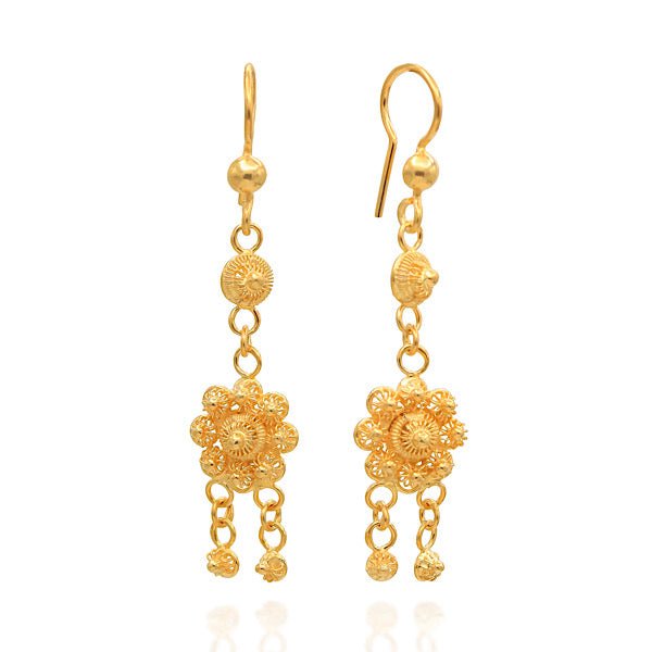 Filigree Flower Drop Earrings In Sterling Silver - Zehrai