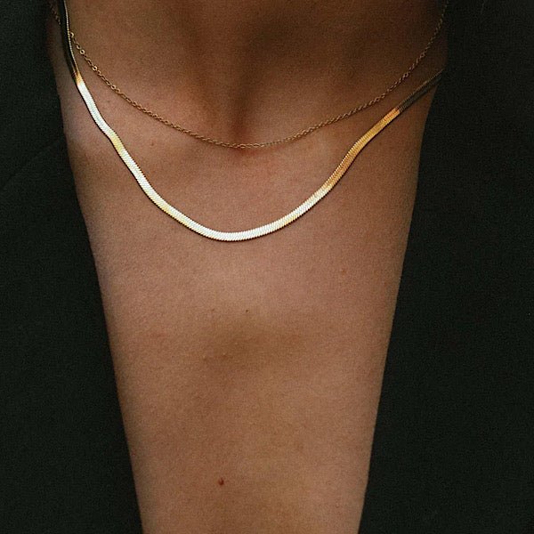 Flat Chain Choker Necklace In Sterling Silver