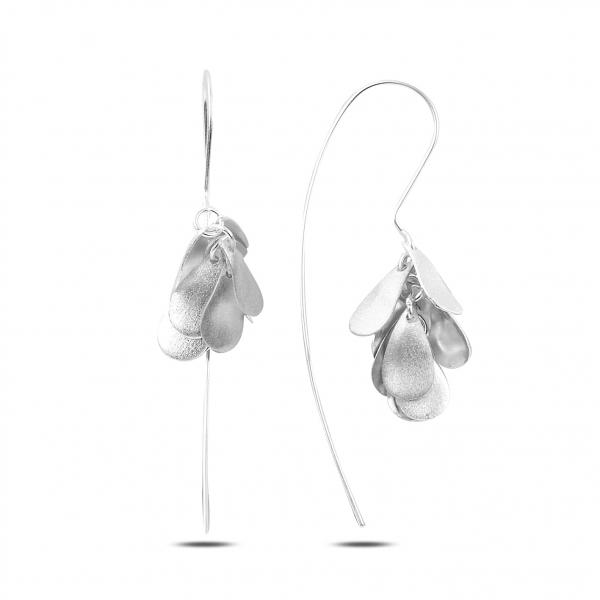 Flower design drop earrings in sterling silver - Zehrai