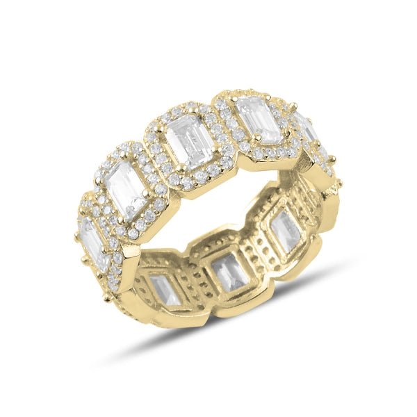 Gold Plated Baguette Eternity Ring In Sterling Silver - Zehrai