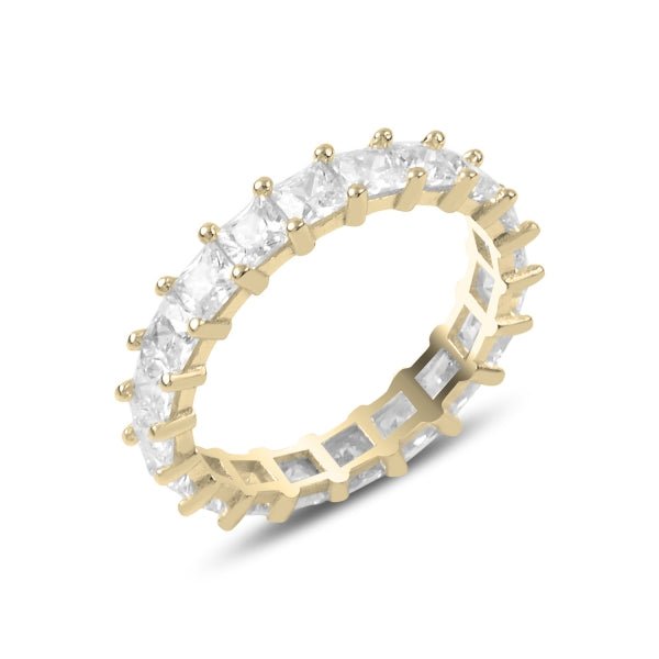 Gold Plated Baguette Eternity Ring In Sterling Silver - Zehrai