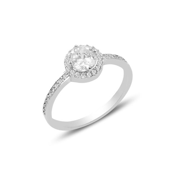 Half Eternity And solitaire Ring in Sterling Silver - Zehrai