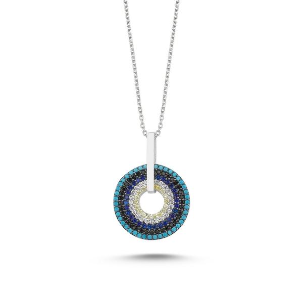 Halo evil eye necklace in sterling silver - Zehrai