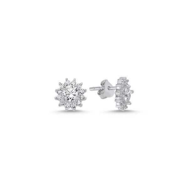 Sparkle with Halo Solitaire Cz Stud Earrings – Zehrai