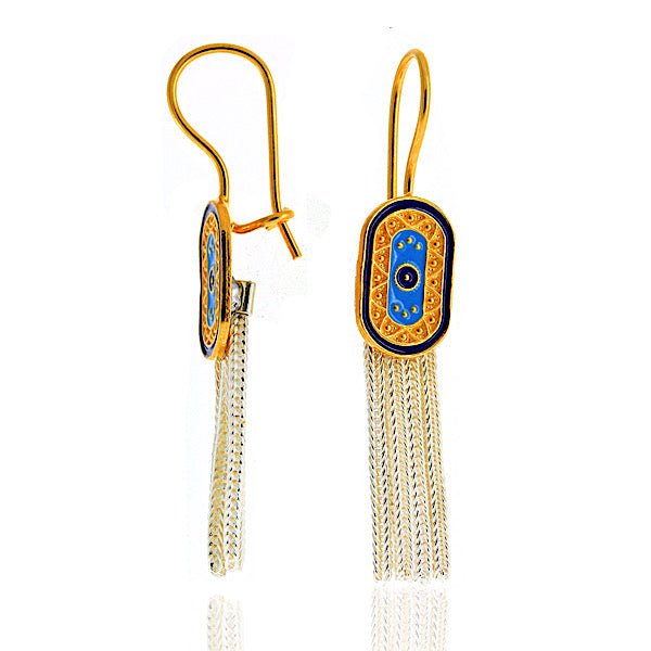 Hand Knitted Hasir & Enamel Earrings In Sterling Silver - Zehrai