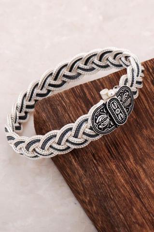 Hand knitted Trabzon straw bracelet in sterling silver - Zehrai
