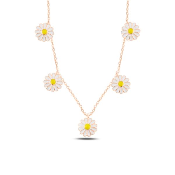 Handmade Enamel Daisy Necklace In Sterling Silver