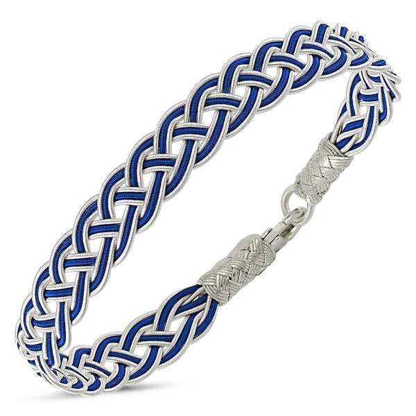 Handwoven Blue Kazaz Bracelet In Pure Silver - Zehrai