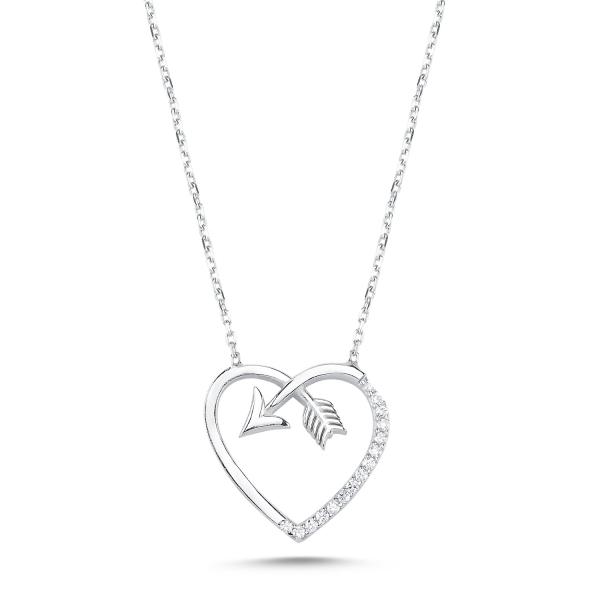 Heart And Arrow Necklace In Sterling Silver - Zehrai