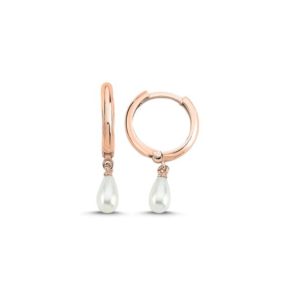 Huggie Hoop Earrings With Cultured Fresh Water Pearls