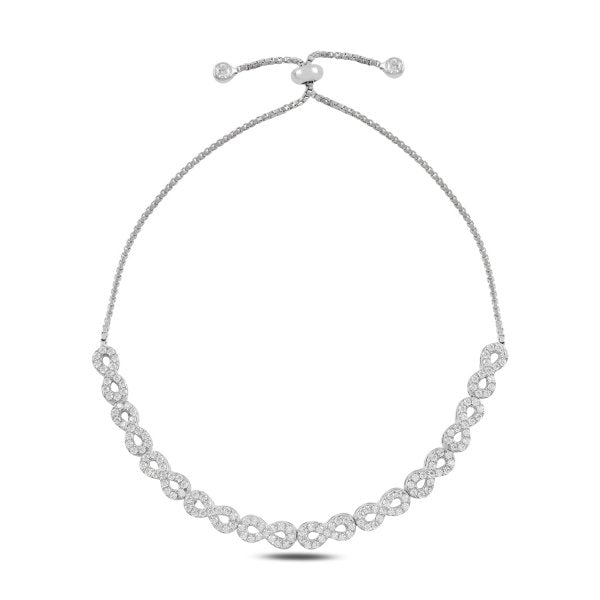 Infinity Adjustable Sliding Bracelet In Sterling Silver - Zehrai